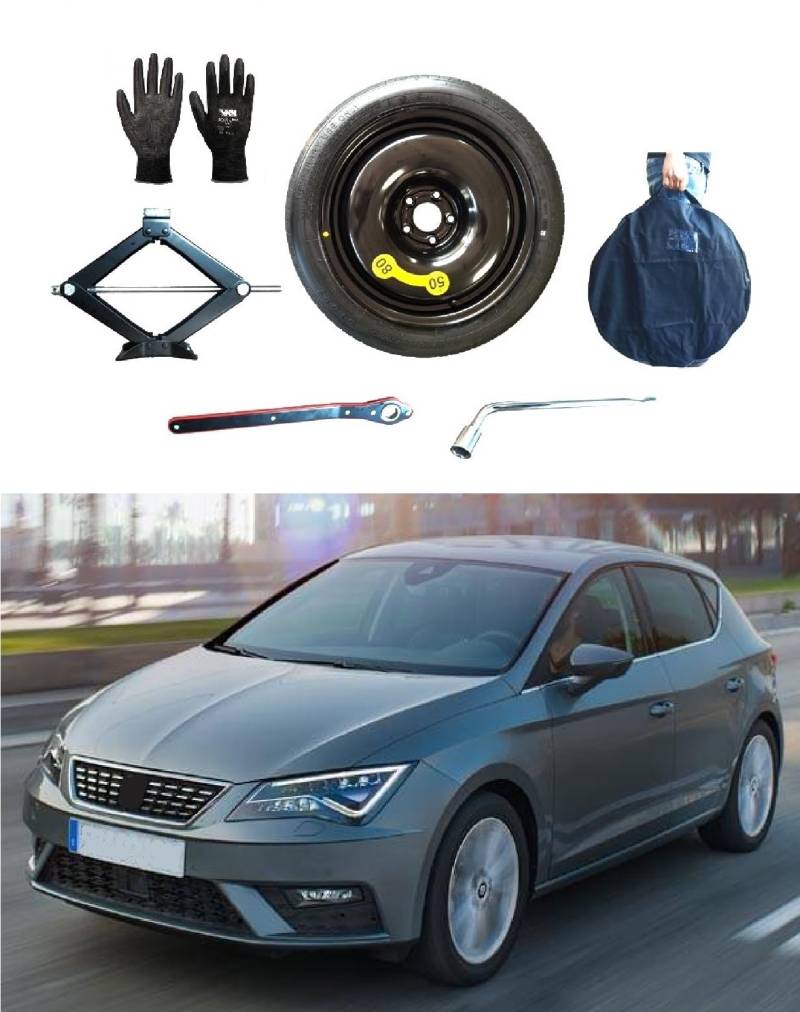 Notrad 16" kompatibel mit Seat Leon (2020>) mit Wagenheber, Schlüssel, Handschuhe und Tasche von D'ANGELO 1988