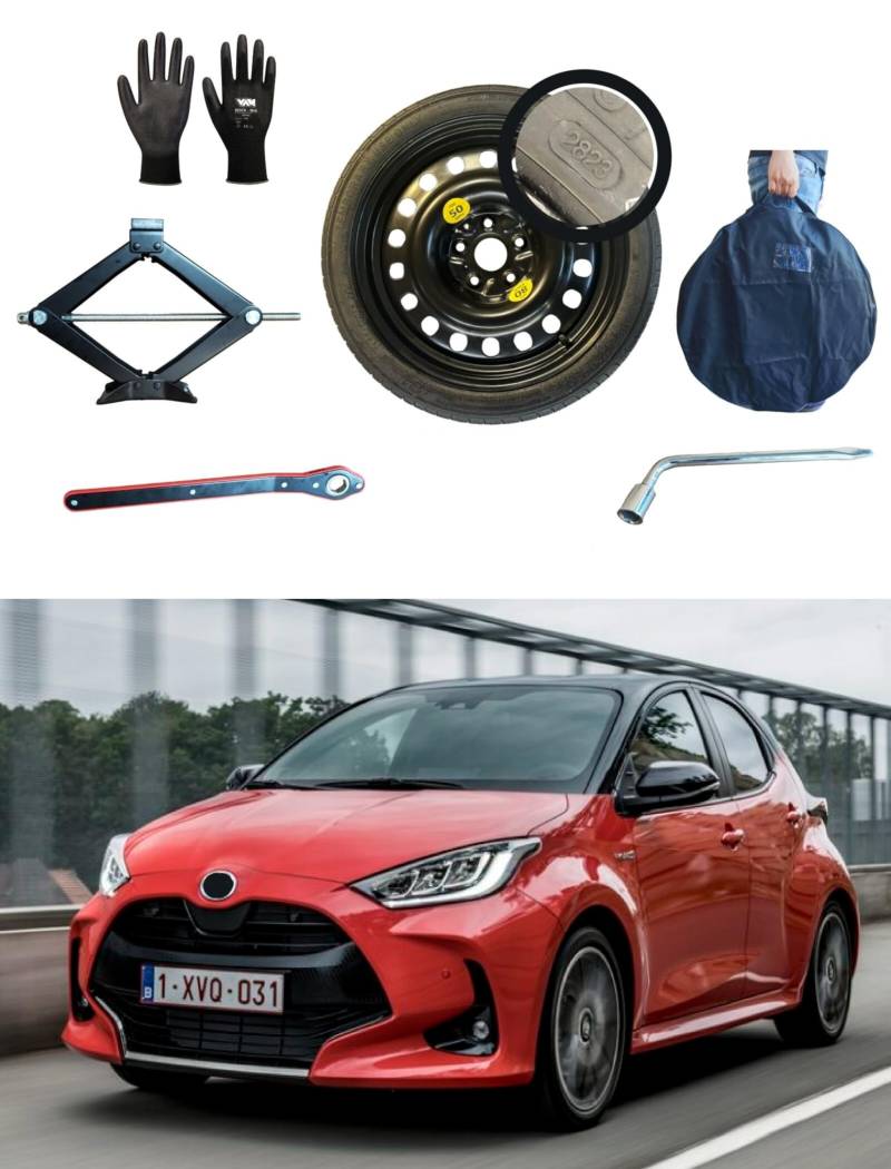 Notrad 16" kompatibel mit Toyota Yaris 5-Loch (07/2020>) mit Wagenheber, Schlüssel, Handschuhe und Tasche von D'ANGELO 1988