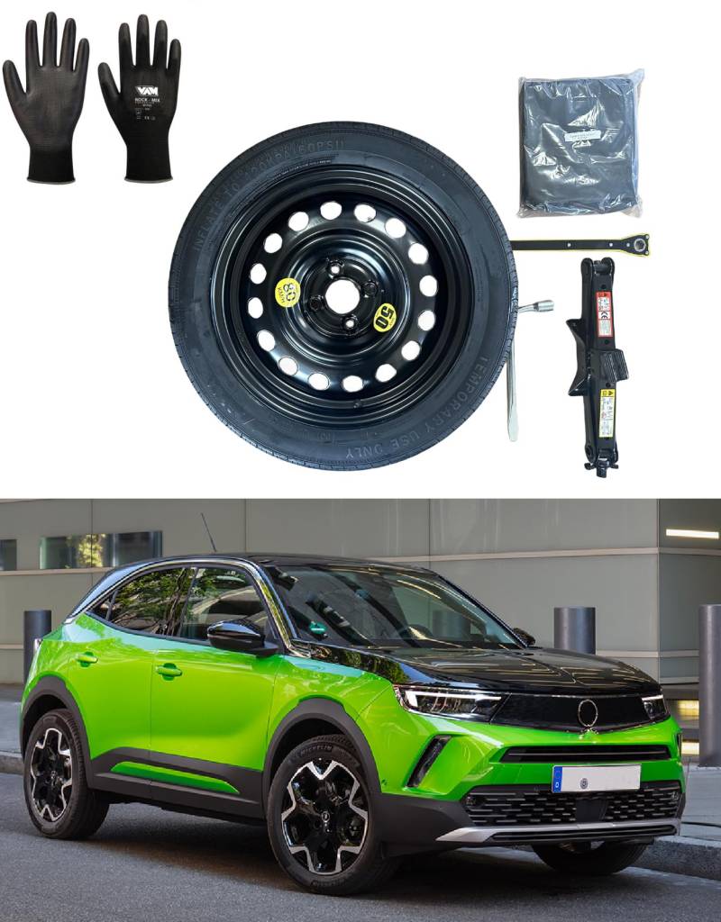 D'angelo Notrad 17" kompatibel mit Opel Mokka/Mokka-E ab dem Jahr 2022 (4 Löcher) mit Wagenheber, Schlüssel, Handschuhe und Tasche von D'ANGELO