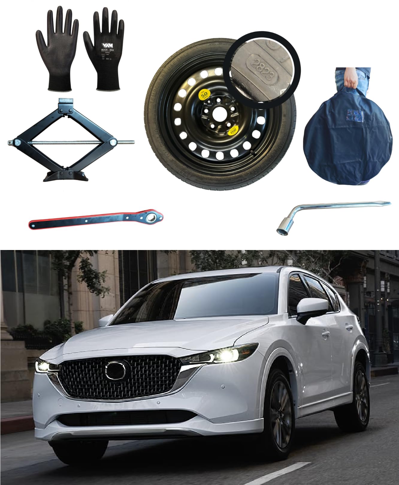 Notrad 17" kompatibel mit Mazda CX-5 mit Wagenheber, Schlüssel, Handschuhe und Tasche 135/90R17 von D'ANGELO 1988