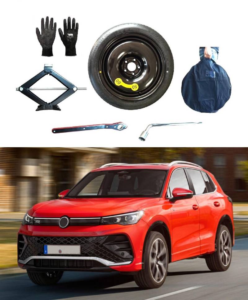 Notrad 17" kompatibel mit Volkswagen Tiguan (ab 2016), mit Wagenheber, Schlüssel, Handschuhe und Tasche von D'ANGELO 1988