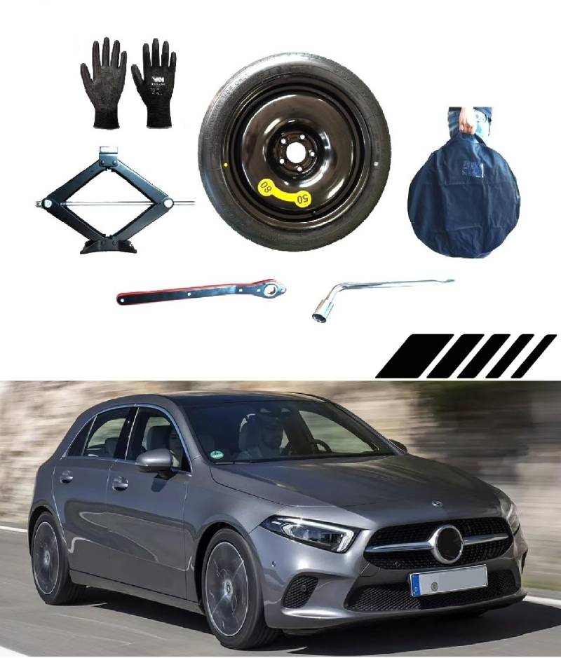 Notrad 18" kompatibel mit Mercedes A-Klasse AMG mit Wagenheber, Schlüssel, Handschuhe und Tasche von D'ANGELO 1988