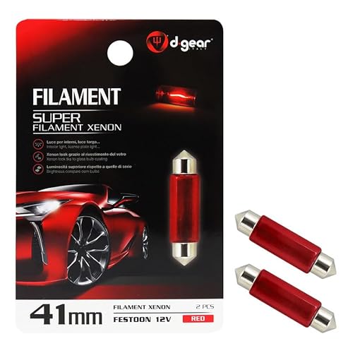 D-GEAR 1202489 Siluro Glühlampe, 12 V, Rot, 2 Stück, 10 x 41 mm von D-GEAR