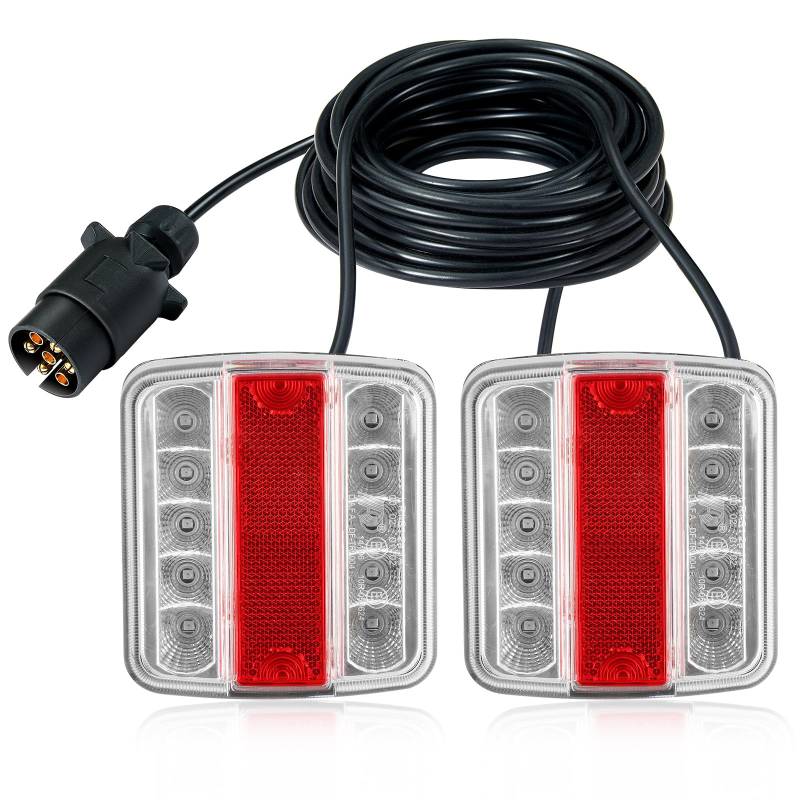 D-TECH LED Rückleuchten Anhänger Mit Magnet 7.5M Cable, Anhängerbeleuchtung Magnetisch Rücklicht Komplett 7 Polig, 12V 24V Universell, IP67 Wasserdicht, ECE R10 EMC Zulassung von D-TECH