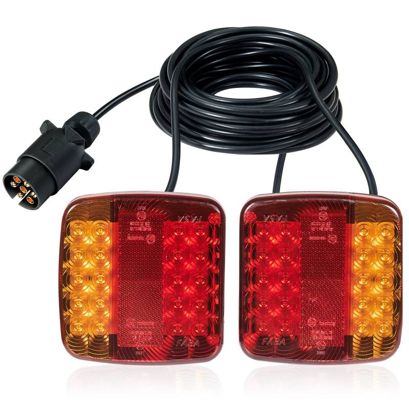 D-TECH Magnetische Rückleuchten Anhänger Led 12v Set, Rückleuchten Für Anhänger Beleuchtung Stecker 7 Polig Mit Magnet Verkabelt 7,5M Kabel, IP67 Wasserdicht, ECE R10 EMC Zulassung von D-TECH