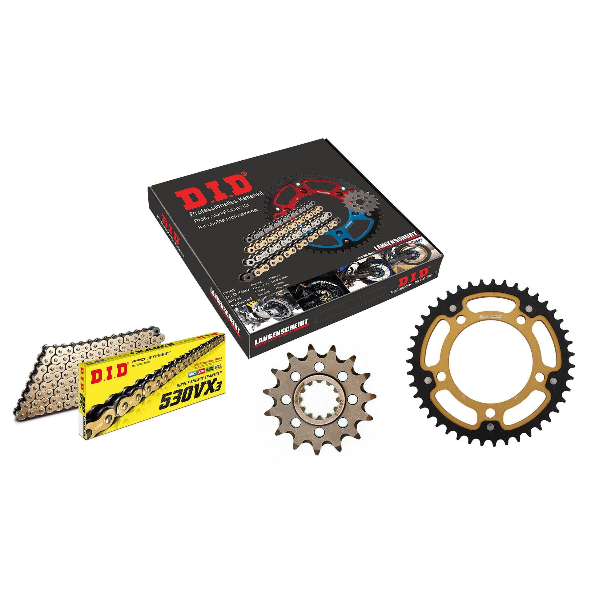 D.I.D. Supersprox Kettenkit Stealth 530VX3(G&B) Niet X 15/43/108 gold für Hond von D.I.D. Supersprox