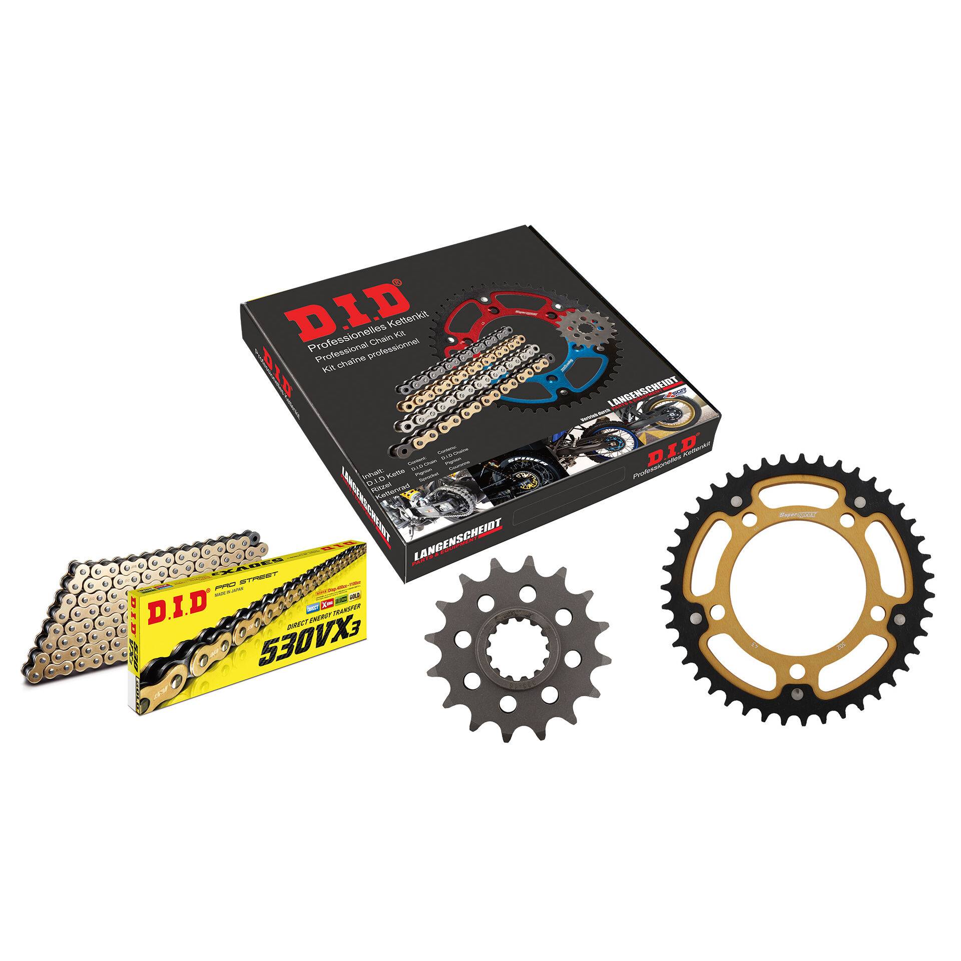 D.I.D. Supersprox Kettenkit Stealth 530VX3(G&B) Niet X 16/43/120 gold für Hond von D.I.D. Supersprox