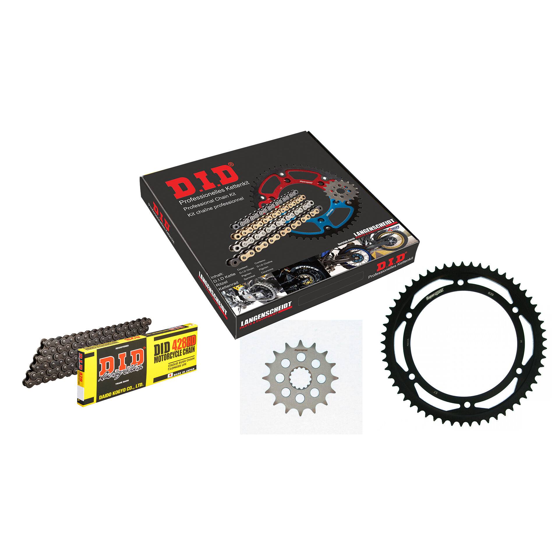 D.I.D. Kettenkit 428HD Clip 16/57/134 für DT 125 R/RE/X 1990-2013 von D.I.D.