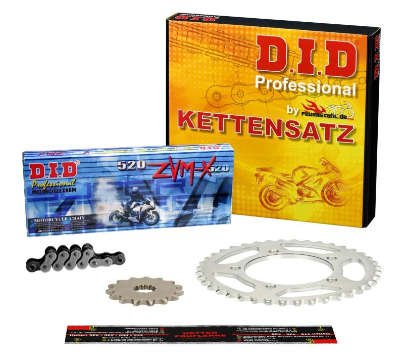 Kettensatz Kawasaki ER-6N, 2005-2014, ER650A, ER650C, ER650E, DID X-Ring (ZVM-X) super verstärkt von Feuerstuhl.de GmbH