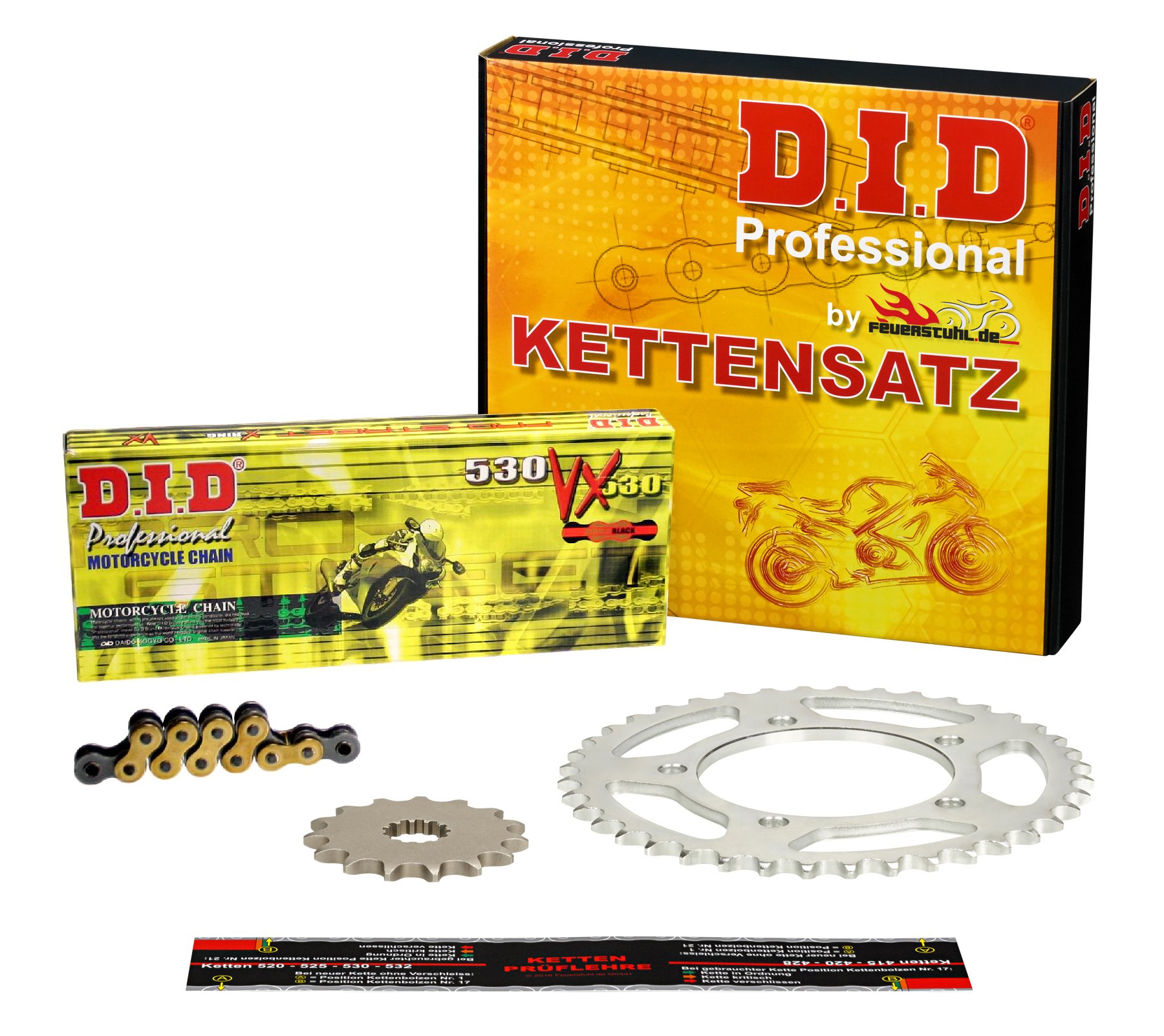 Kettensatz Yamaha FZ6 Fazer, 2004-2008, Typ RJ07, RJ14, DID X-Ring (VX gold) extra verstärkt von Feuerstuhl.de GmbH