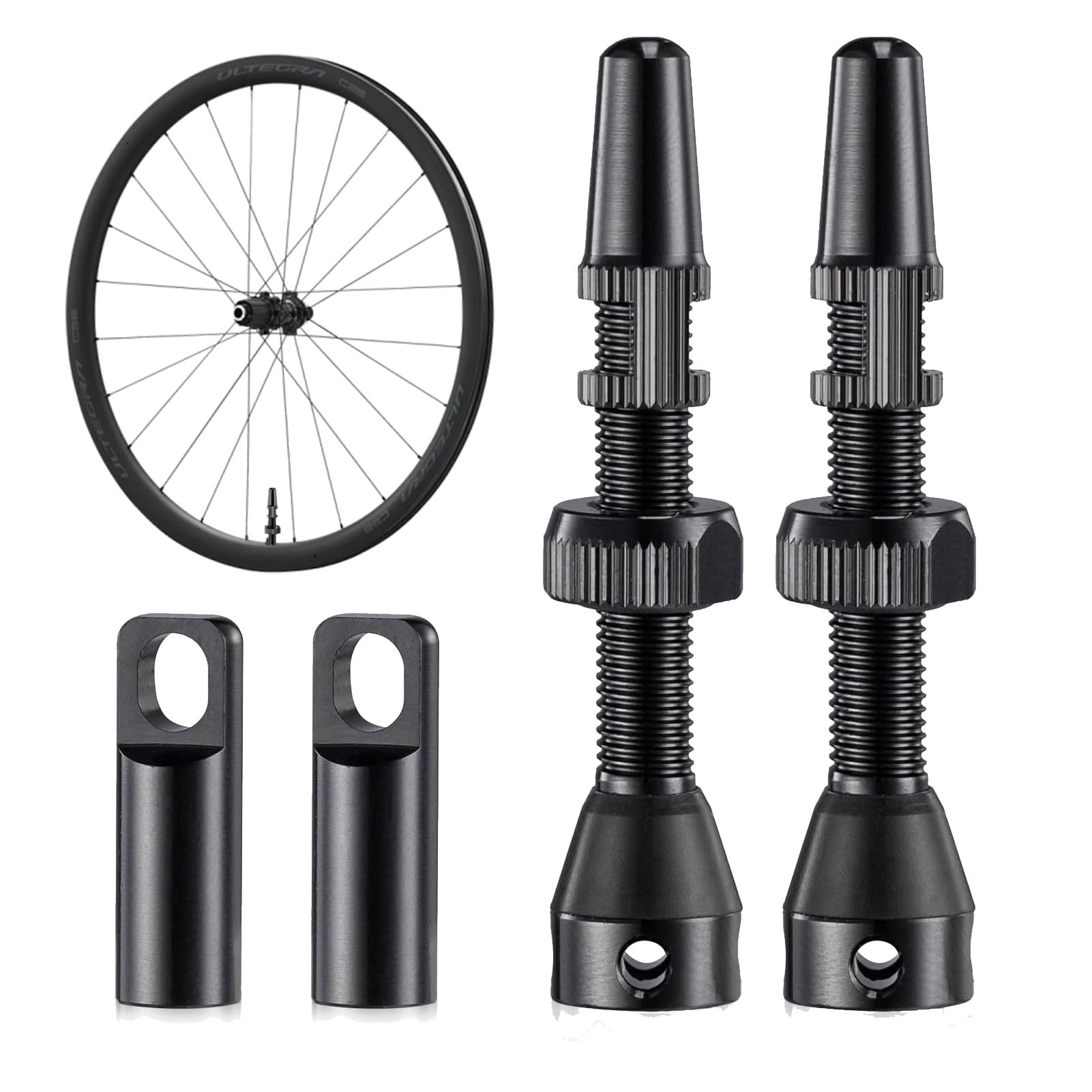 2 Stück Presta Tubeless Ventile 44mm,Tubeless Ventil,Ventilschaft Fahrrad Tubeless,Tubeless Aluminiumlegierung,Tubeless Presta Für Die Meisten Fahrradreifen Straße Und MTB Reifen (Schwarz) von DAAIZIII