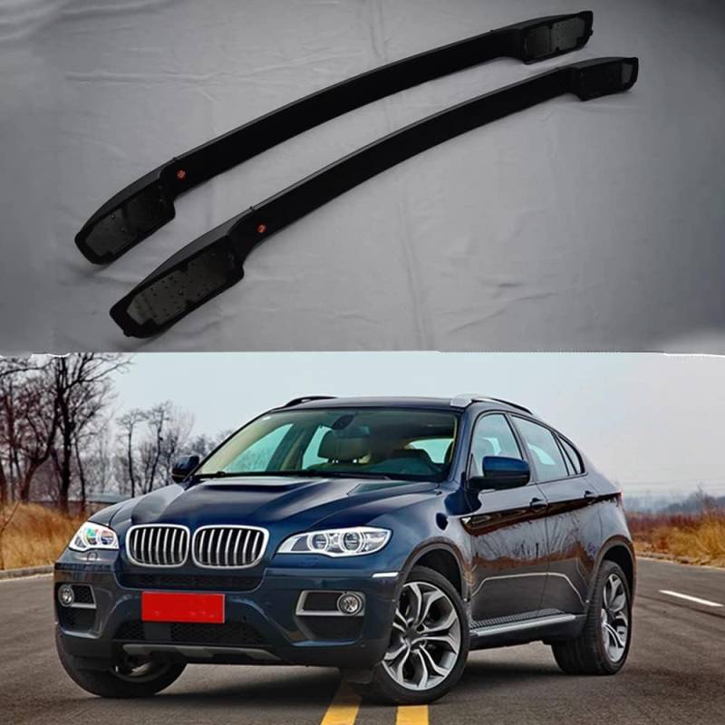 2 Stück Aluminium Autodachträger Dachquerträger Für BMW X6 E71 2008-2014, Auto Querträger Dachreling Relingträger Gepäckträgerstange Auto Zubehör,A/Black von DABAUR