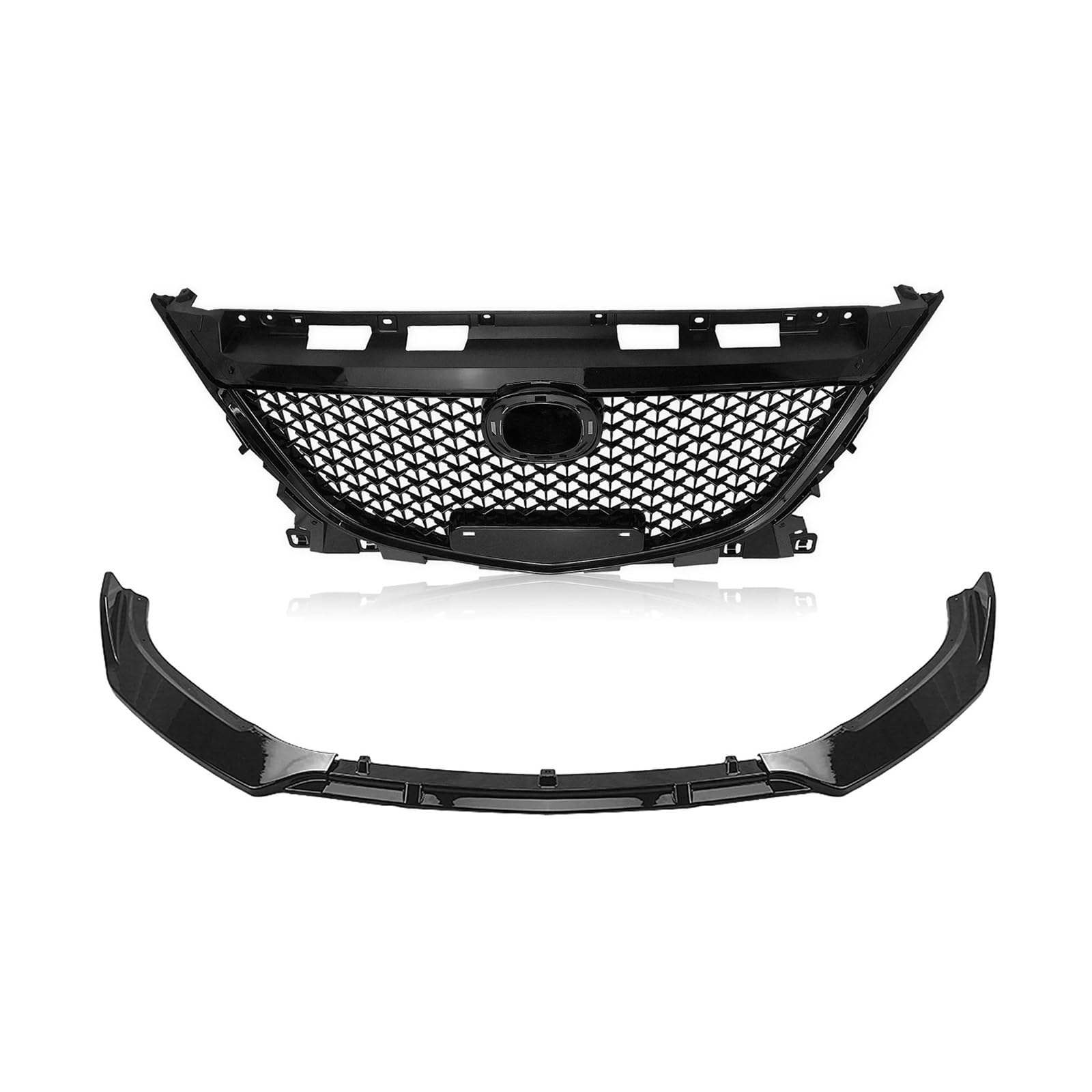 Auto-Frontgrill und unterer Spoiler, Stoßstangenlippe, Splitter-Klinge, kompatibel mit Mazda3 - Axela 2014 2015 2016 von DACOLWZING