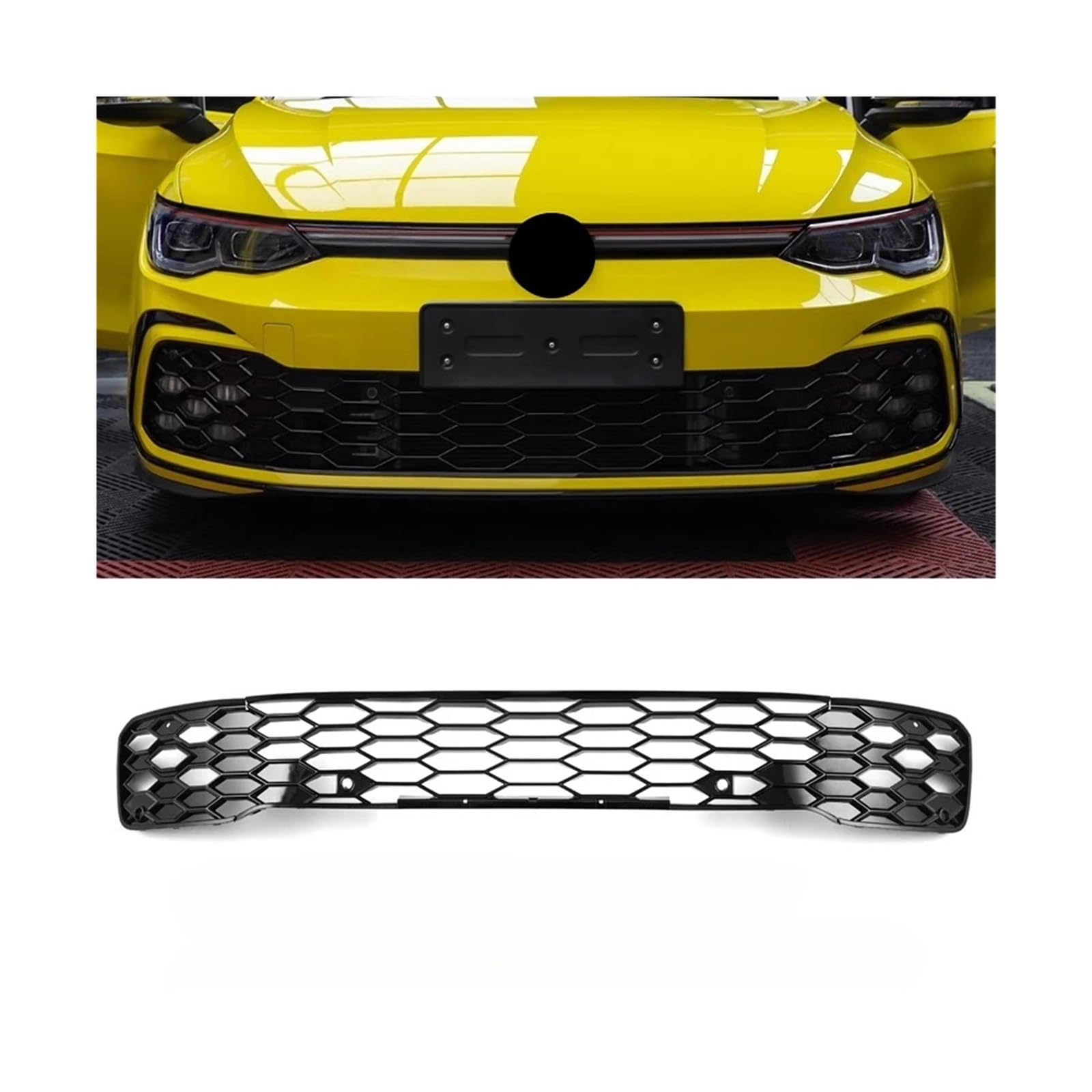 Autozubehör Body Kit Frontstoßstangengrill Dekoration Sportversion Frontgrill Nebelscheinwerfer Kompatibel for VW -Golf 8 Mk8(Lower Grating) von DACOLWZING