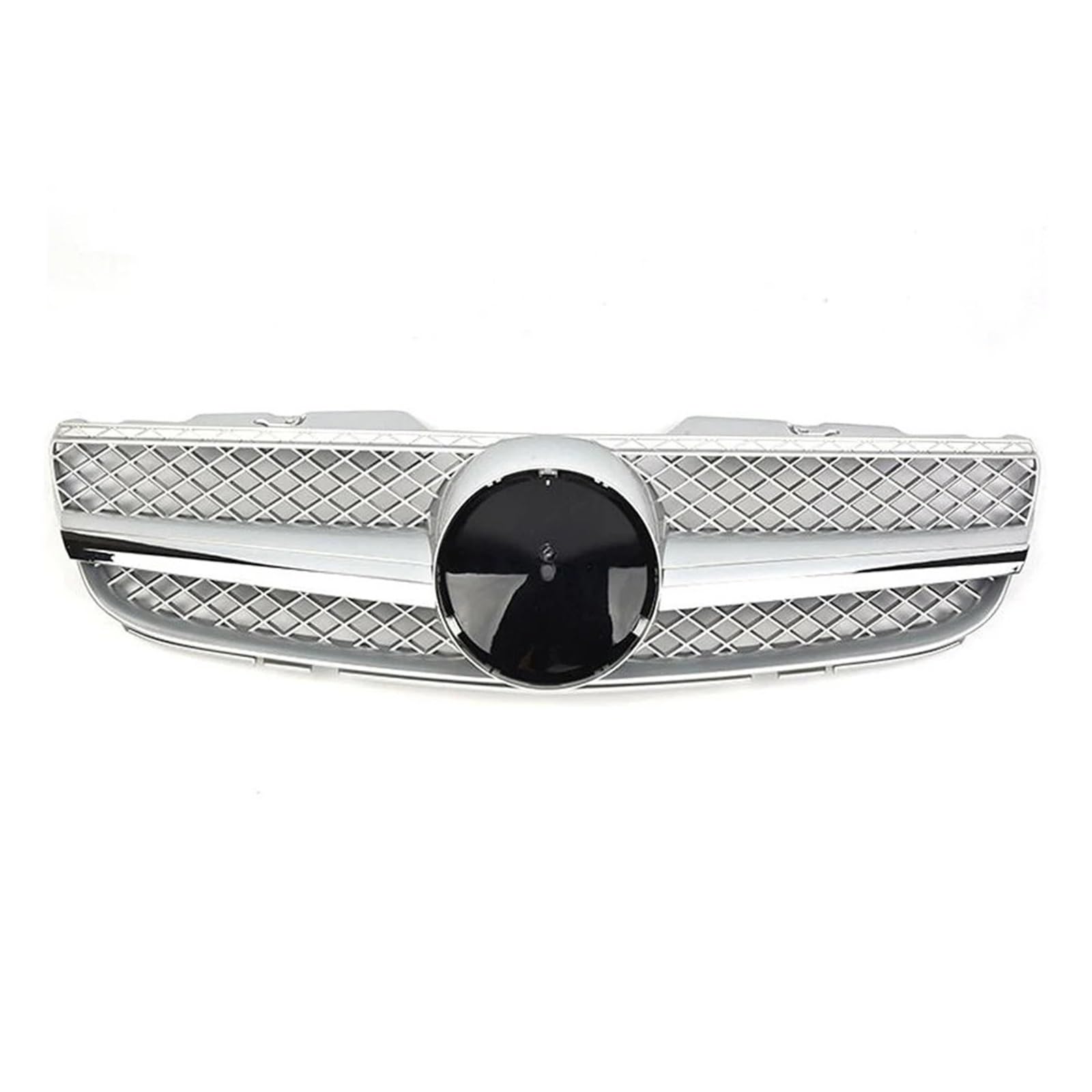 DACOLWZING Auto-Front-ABS-Grill, 1 Lamellen-Mesh-Grill, kompatibel mit Mercedes-Benz R230 SL-Klasse SL500 SL550 SL600 2007 2008 2009, Silber mit Logo von DACOLWZING