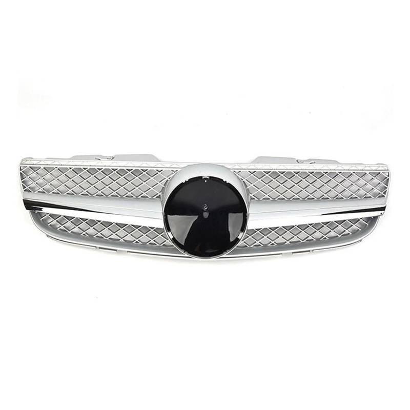 DACOLWZING Auto-Front-ABS-Grill, 1 Lamellen-Mesh-Grill, kompatibel mit Mercedes-Benz R230 SL-Klasse SL500 SL550 SL600 2007 2008 2009, Silber mit Logo von DACOLWZING