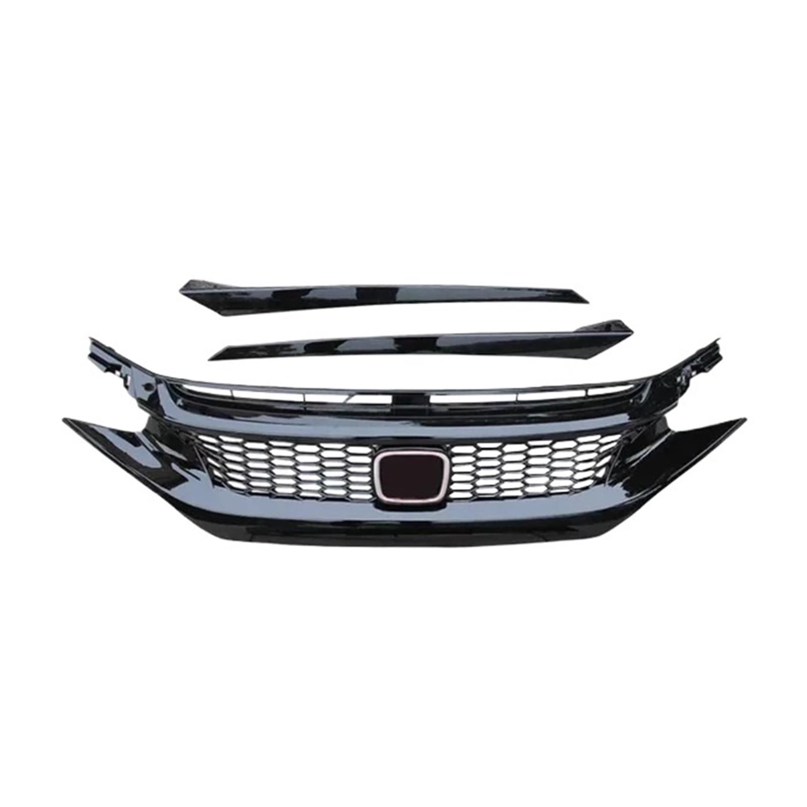 DACOLWZING Auto Front Stoßstange Grill Kompatibel for Civic 10th 2016-2021 modifizierte Maske Net Kühlergrill körper kit Auto Zubehör(16-18 Silver Label 2) von DACOLWZING