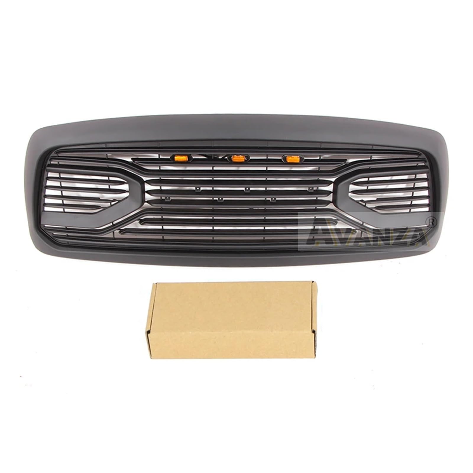 DACOLWZING Frontgrill mit Licht, kompatibel for Dodge Ram 1500 2002–2005. Oberer Renngrill im Martin-Stil(Black with Lights) von DACOLWZING