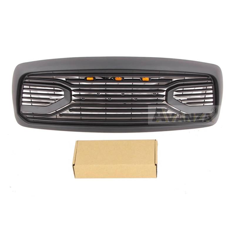 DACOLWZING Frontgrill mit Licht, kompatibel for Dodge Ram 1500 2002–2005. Oberer Renngrill im Martin-Stil(Black with Lights) von DACOLWZING