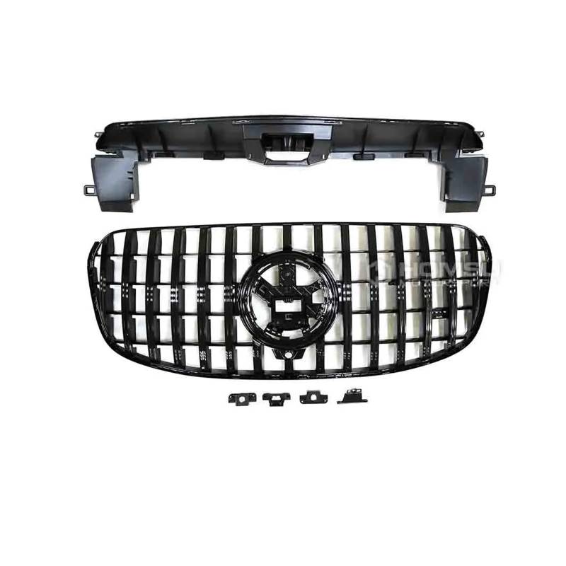 DACOLWZING Kompatibel for Benz GLS Klasse X167 Front Racing Grille 2024+ Frontstoßstange GT Grille Frontgrill Panmerican Grille(Black 2024) von DACOLWZING