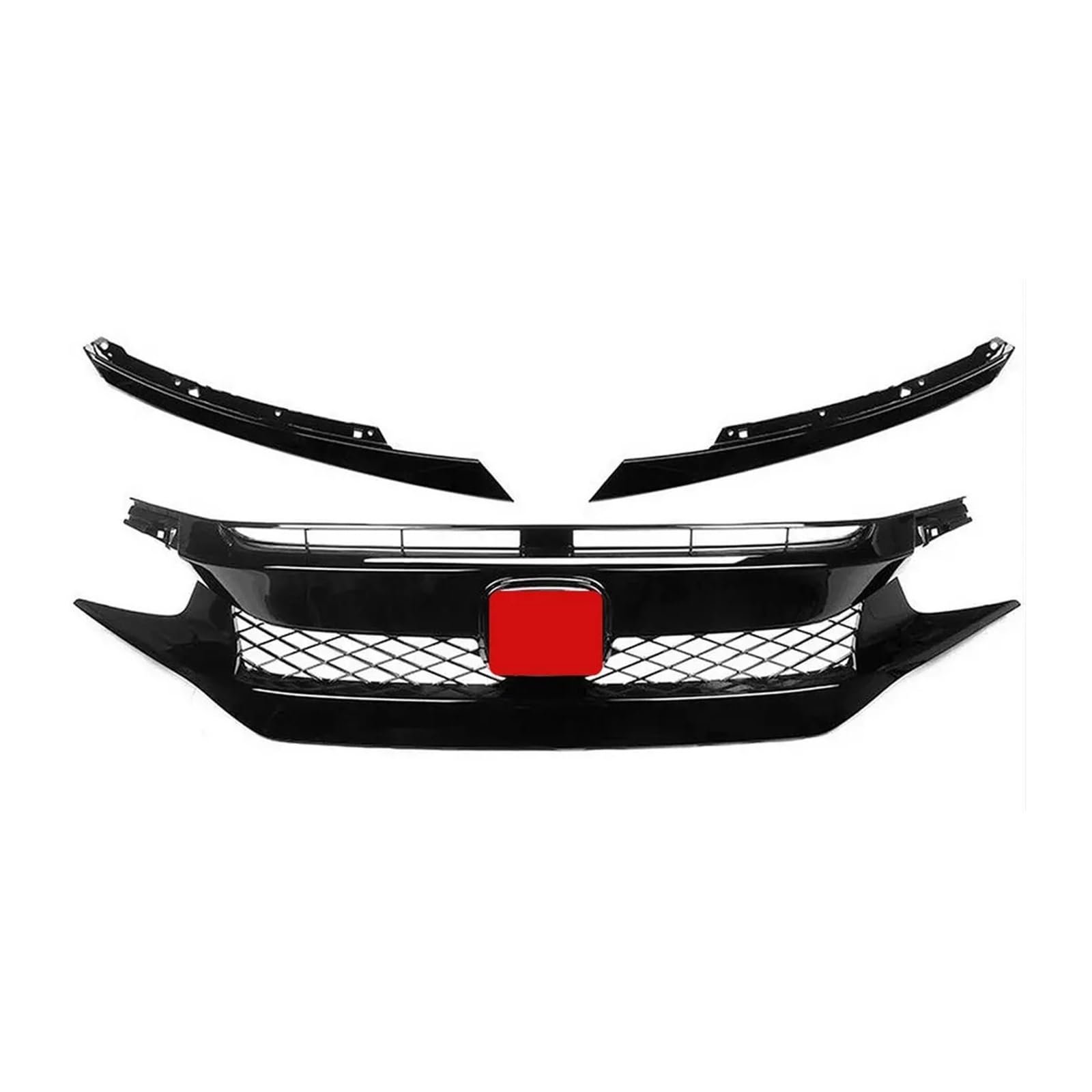 DACOLWZING Kompatibel for Civic 10. Generation Typer Small Honeycomb 2019–2021. Frontgrill, Frontgitter, Fronthaube, Honeycomb-Styling, modifiziertes Kit(A-Red-2019-2020) von DACOLWZING