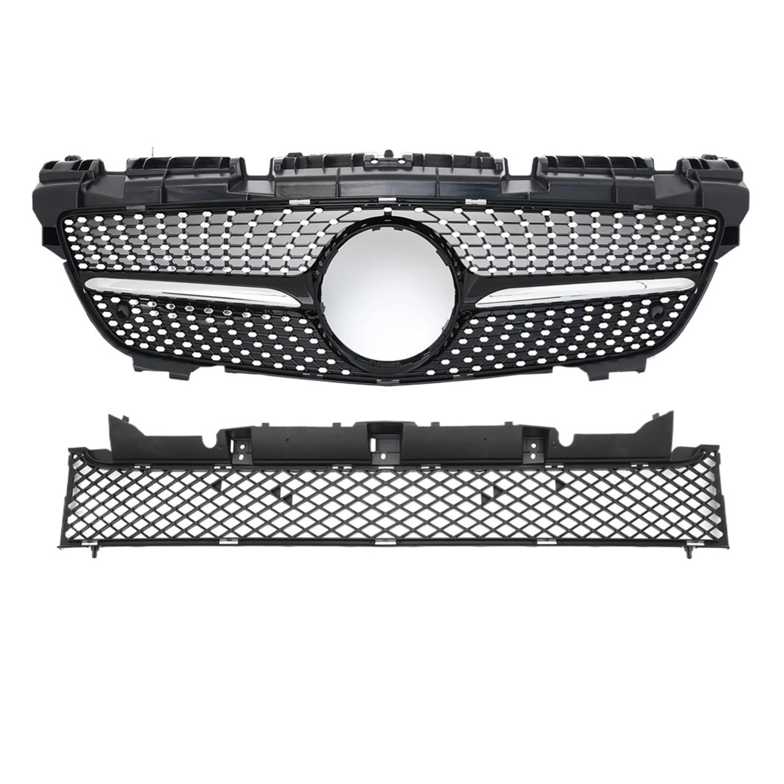 DACOLWZING Kompatibel for Mercedes-Benz R172 SLK 2011–2015, Sport-Frontgrill, Renngrill-Zubehör, Facelift-Haube, Netzgitter, Diamant-GT-St(Silver) von DACOLWZING