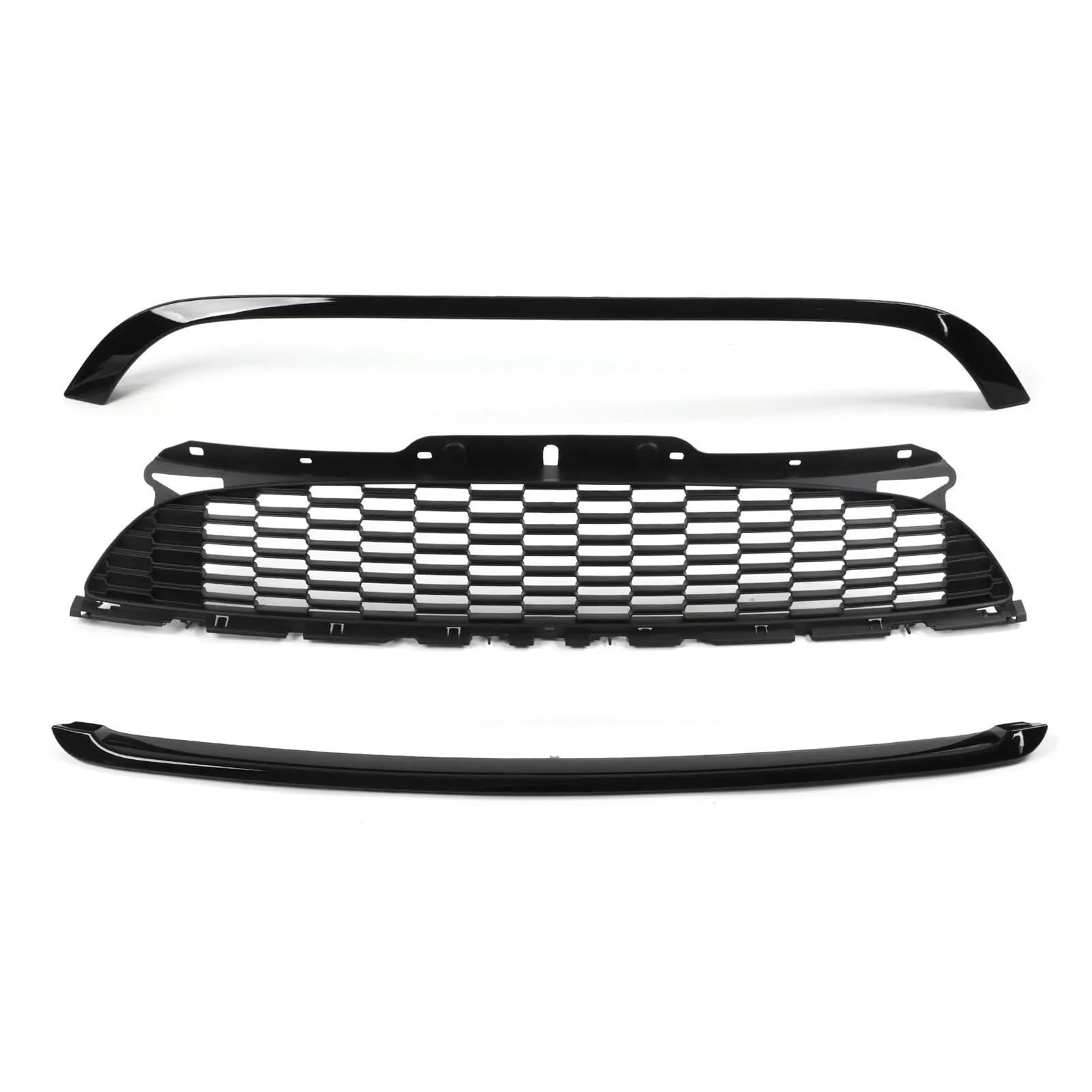 DACOLWZING Kompatibel for Mini Cooper R55 R56 R57 R58 R59 S JCW 3 Teile/Satz Glänzend Schwarz Front Hood Moulding Grille Surround Abdeckung Trim Kits von DACOLWZING