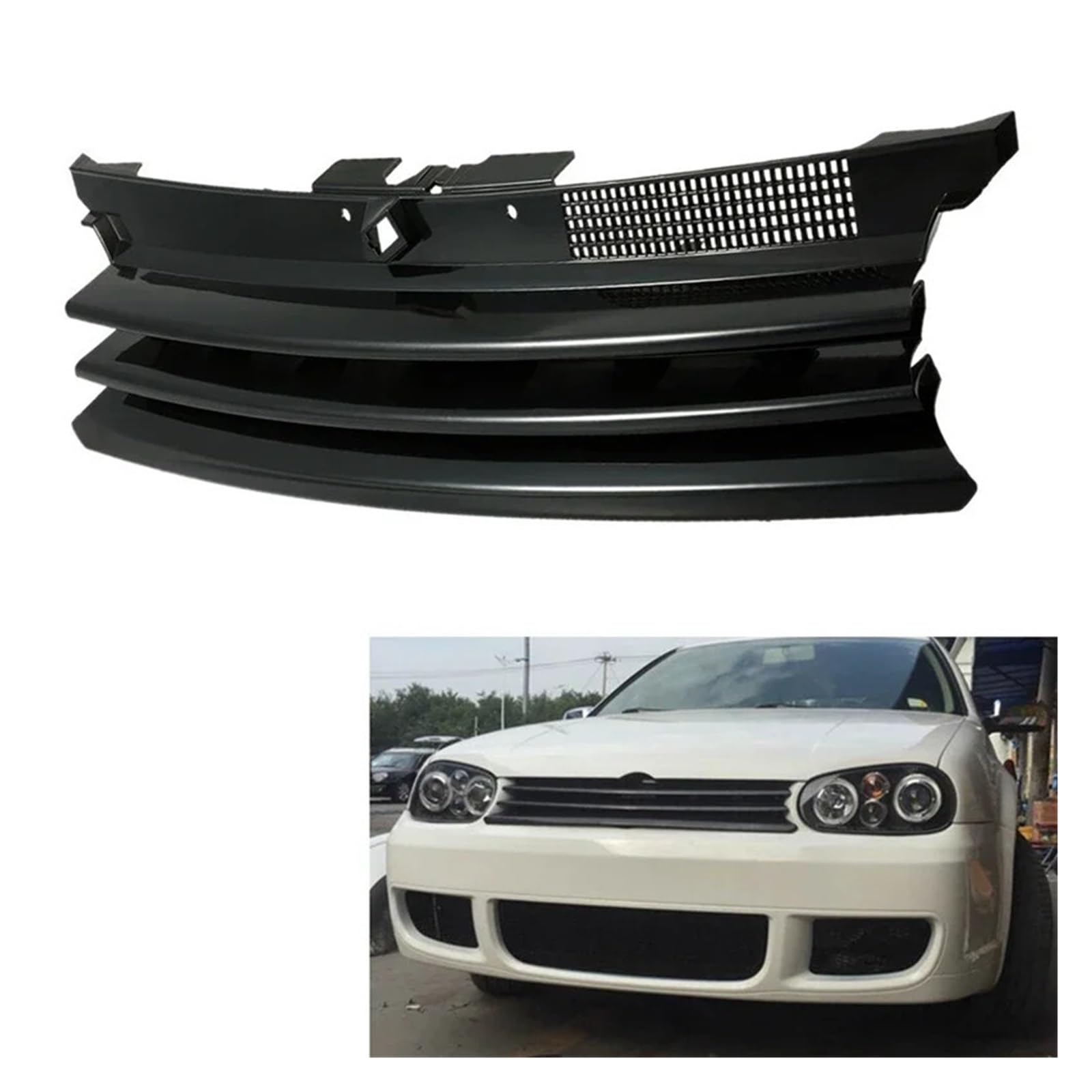 DACOLWZING Kompatibel for VW -Golf 4 MK4 GTI R32 1997-2004 1J0853655G Schwarzer Autogrill Fronthaubengrill von DACOLWZING