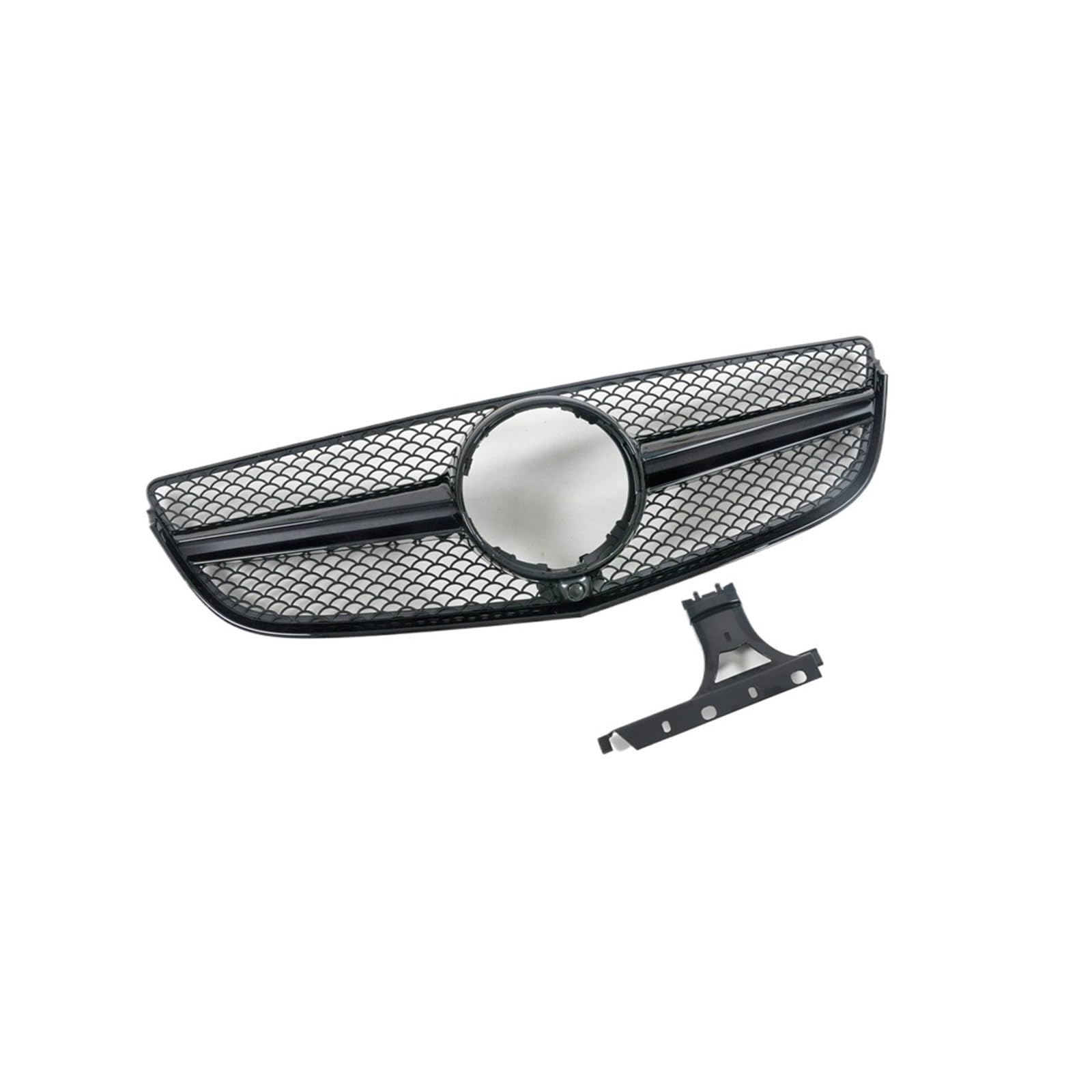 DACOLWZING Vorderer Kühlergrill, obere Stoßstangenhaube, Netz mit Kameraloch, kompatibel for Mercedes-Benz W207 C207 E Coupe A207 E200 E300 2014–2017 im AMG-Stil(Black) von DACOLWZING