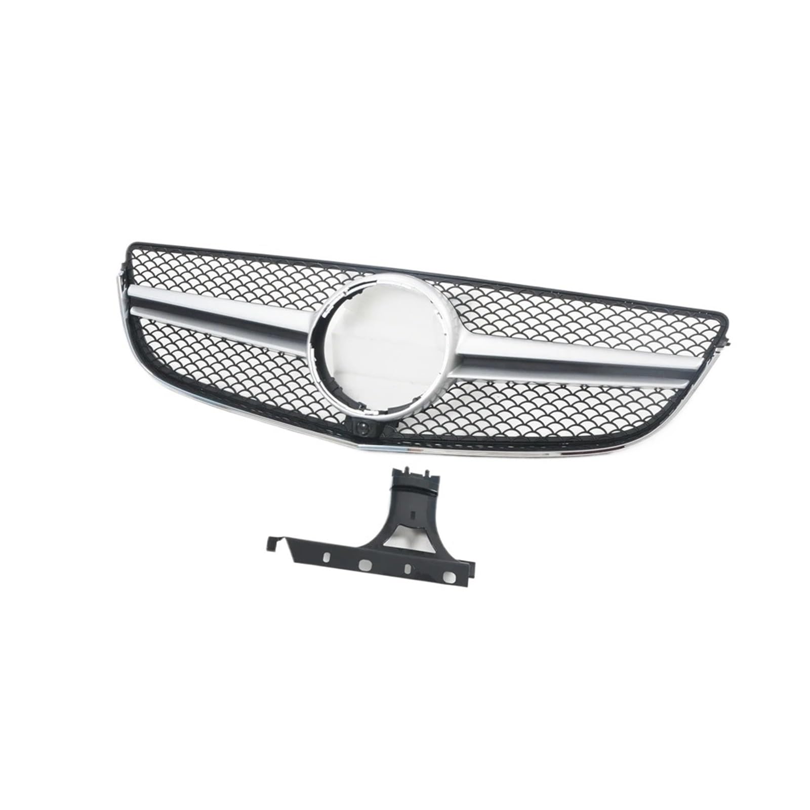 DACOLWZING Vorderer Kühlergrill, obere Stoßstangenhaube, Netz mit Kameraloch, kompatibel for Mercedes-Benz W207 C207 E Coupe A207 E200 E300 2014–2017 im AMG-Stil(Silver) von DACOLWZING