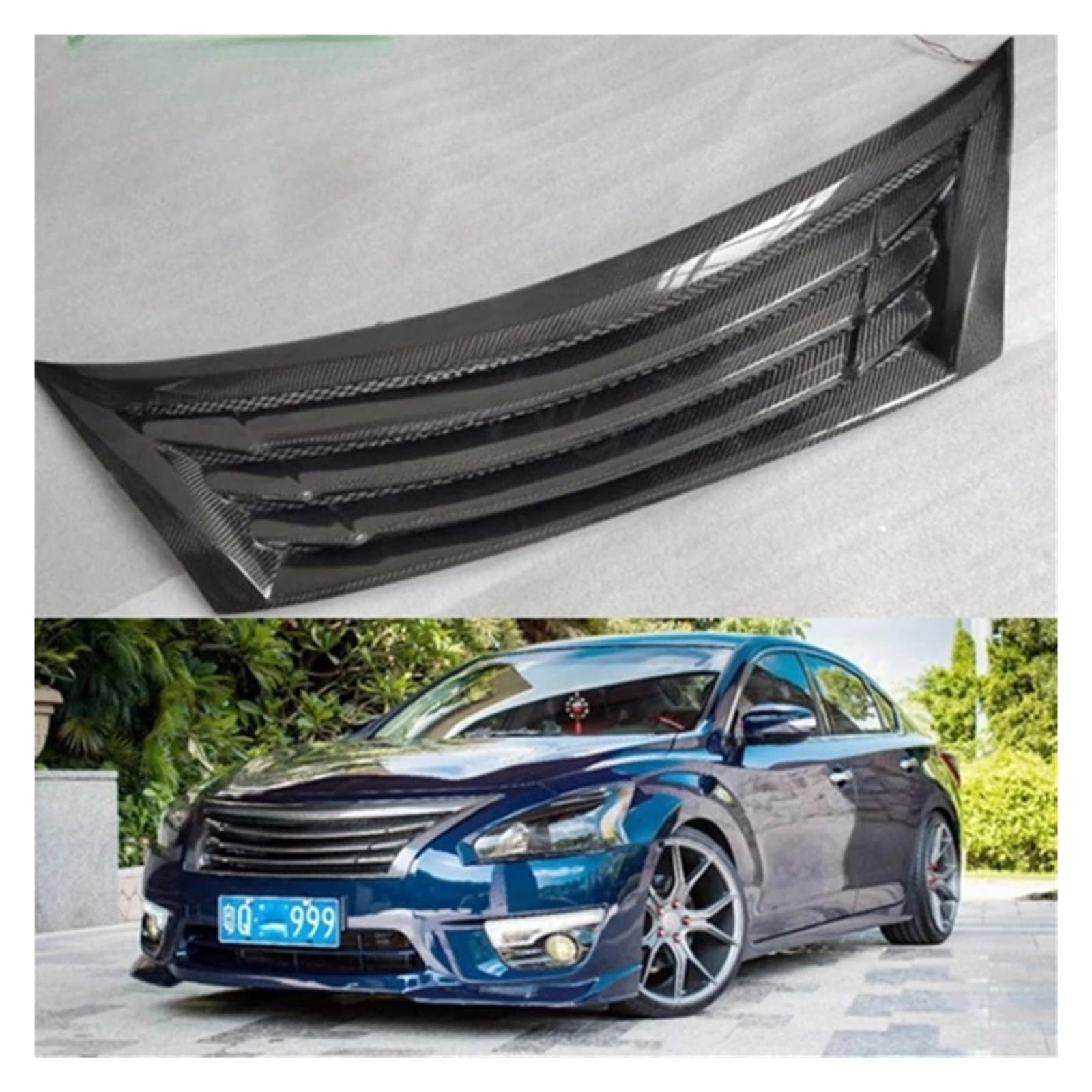 Kompatibel for Nissan -Teana -Altima 2013-2015 Kühlergrill Racing Grill Auto Oberen Stoßfänger Haube Vent Mesh Körper Kit Gitter(Carbon Fiber) von DACOLWZING