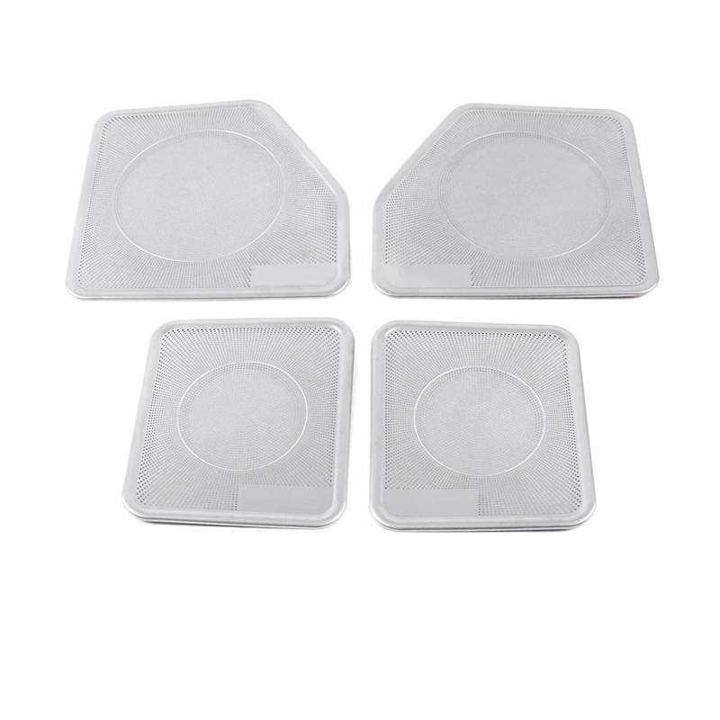 Kompatibel mit F-150 2015-2020 Auto-Lautsprecherabdeckung aus rostfreiem Edelstahl, Türlautsprecher-Soundpad, Zierrahmen, Aufkleber, Innenausstattung(Silver-Logo-4PCS) von DACOLWZING