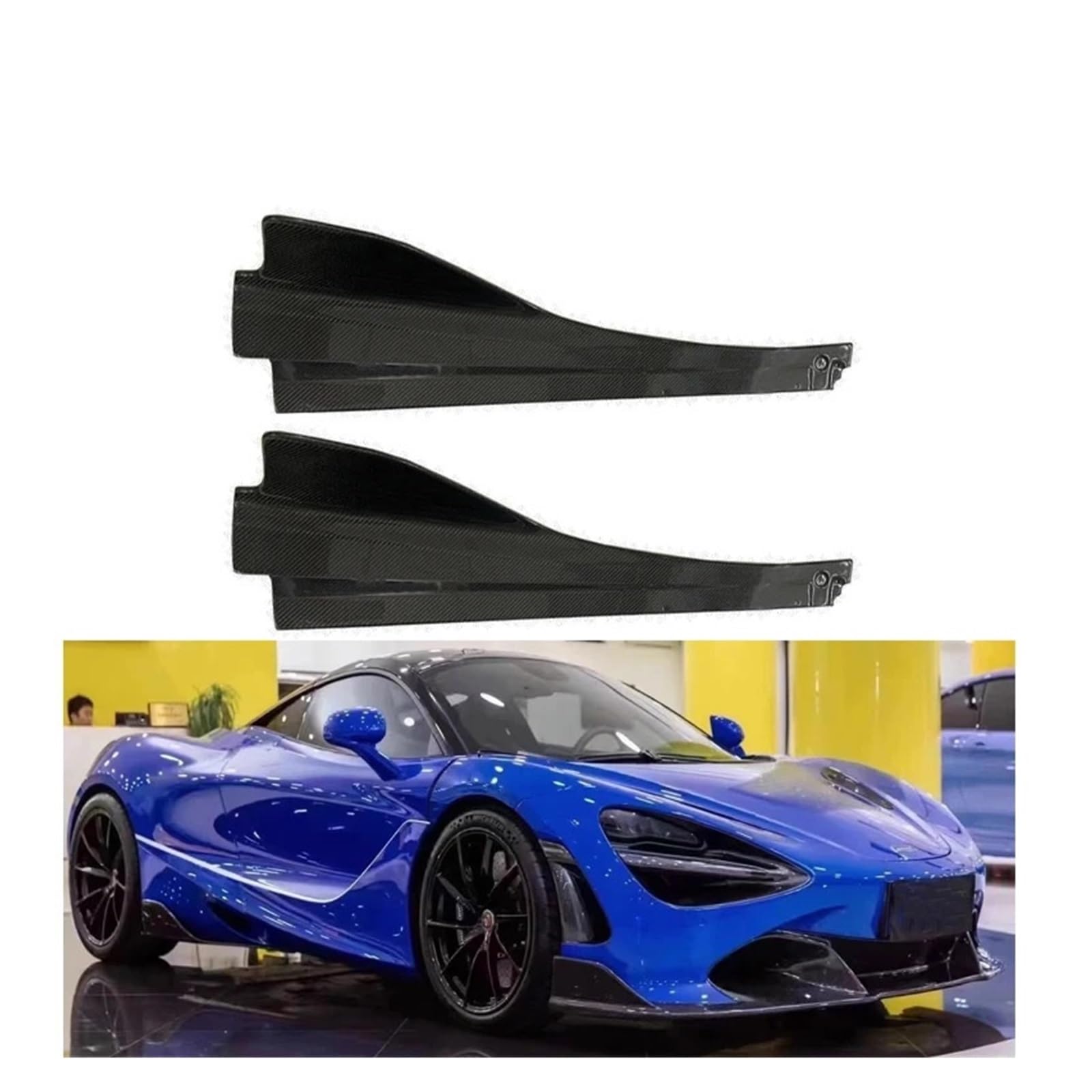 Kompatibel mit McLaren 650S 675L Seitenschweller aus Kohlefaser, Heckstoßstangensplitter, Flossen, Canards, Schürze, Auto-Cupwings, Winglets, Body Kit(Carton Fiber) von DACOLWZING