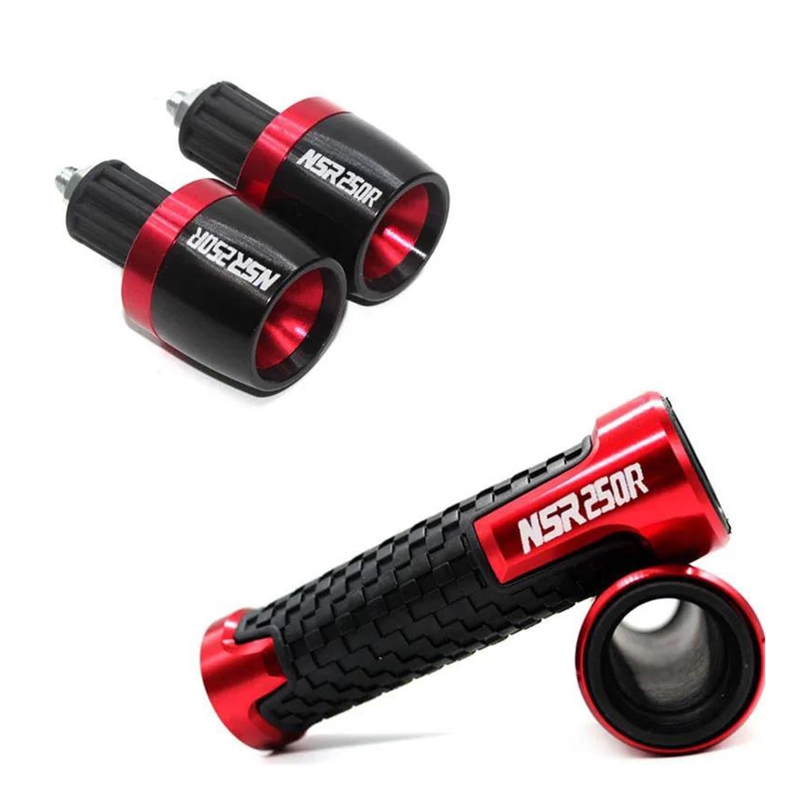 Für H&ONDA NSR 250 NSR250 MC18 MC21 MC22 MC19 2018-2024 Motorrad Lenker Griffe Enden Griff Bar Kappe Ende Stecker Lenkergriffe(Red) von DACONGI