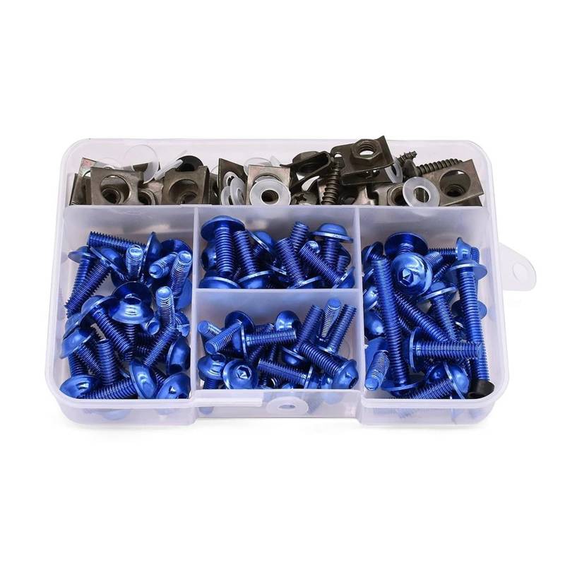 Motorrad Voll Verkleidung Schrauben Kit Schrauben Verschluss Clips Schraube Muttern Für Ka&wasaki Zx 11 ZX1100 ZX7R ZX9 ZX6 ZX9R ZXR400 ZZR600(Blue) von DACONGI