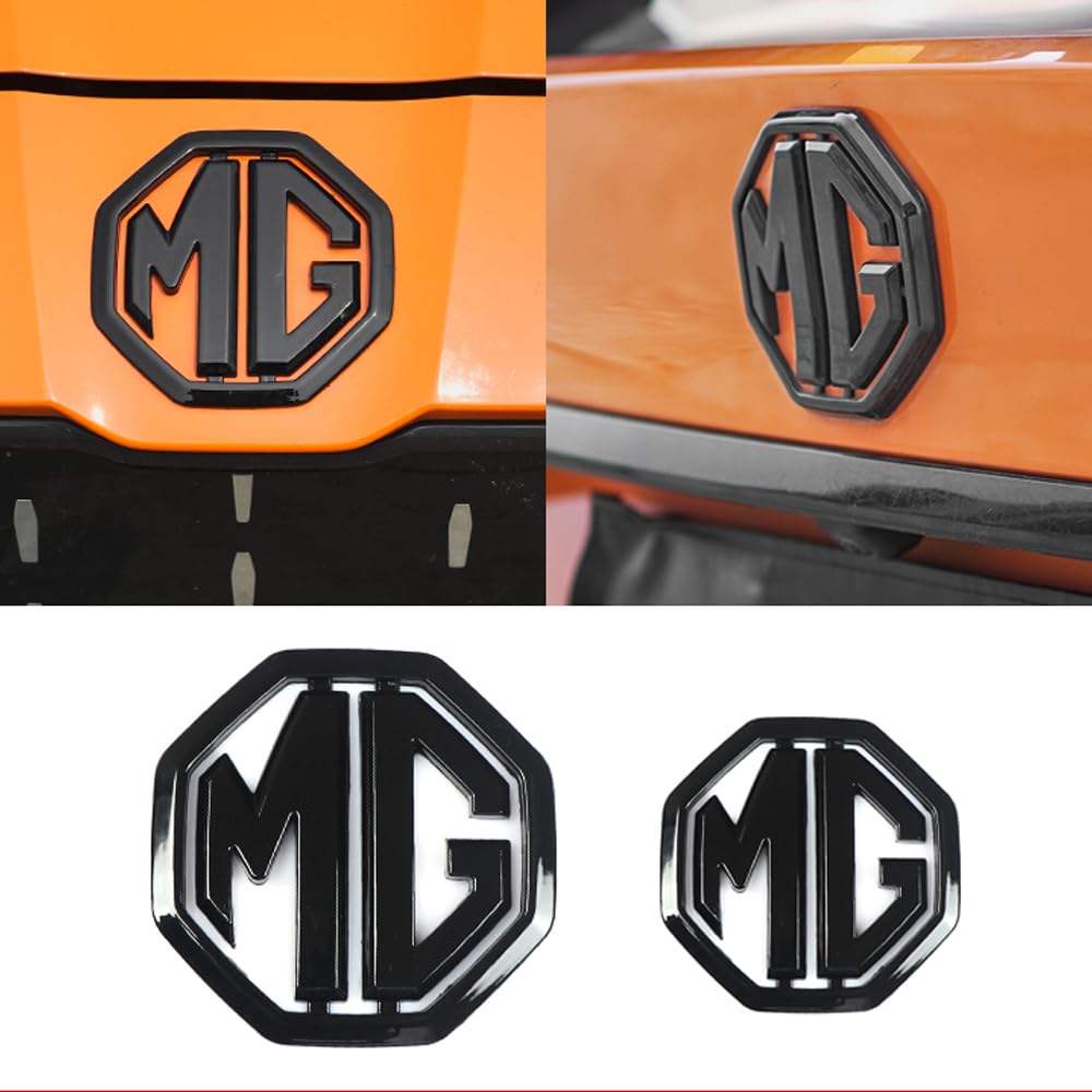 Auto Emblem Logo für MG 6 MG6 | 2017-2021,Emblem Logo Aufkleber für Lenkrad/Motorhaube Vorne und Hinten und Kofferraum Logo Abzeichen 3D Aufkleber,Black/front and rear logo von DADYM