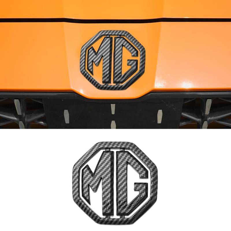 Auto Emblem Logo für MG MG4 EV | ab 2022,Emblem Logo Aufkleber für Lenkrad/Motorhaube Vorne und Hinten und Kofferraum Logo Abzeichen 3D Aufkleber,Carbon Fiber/front logo von DADYM