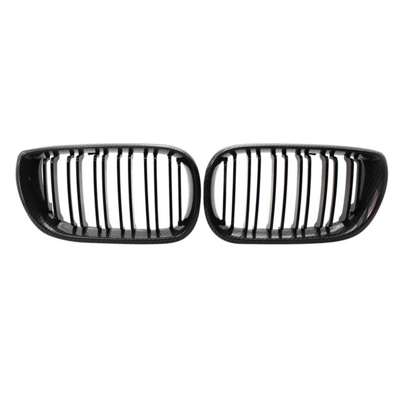 DAINUN [Replacement] Kohlefasermuster Fronthaube Nierengrill Grill Dual Line for BMW E46 3er 4-Türer 2002–2006 Frontstoßstangengrill von DAINUN