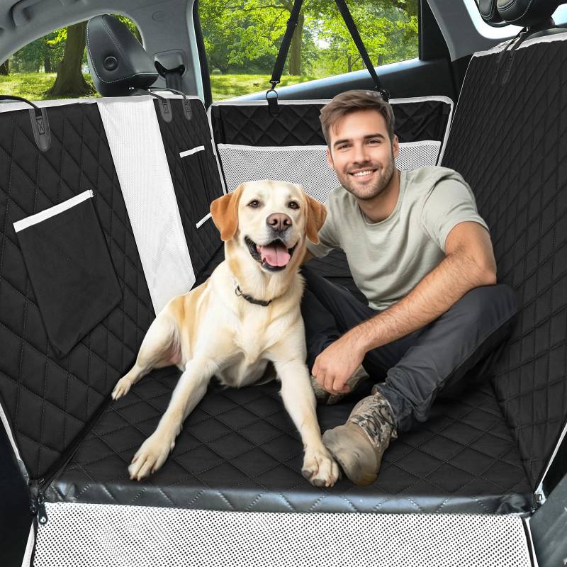 DAISTERN Hundedecke Auto Rückbank mit Harter Unterseite, Autoschondecke Hund Rücksitz mit PVC Schaumsattel Wasserdicht Kratzfest rutschfest, Einfach zu Reinigen Transportabel für Alle PKW Auto SUV von DAISTERN