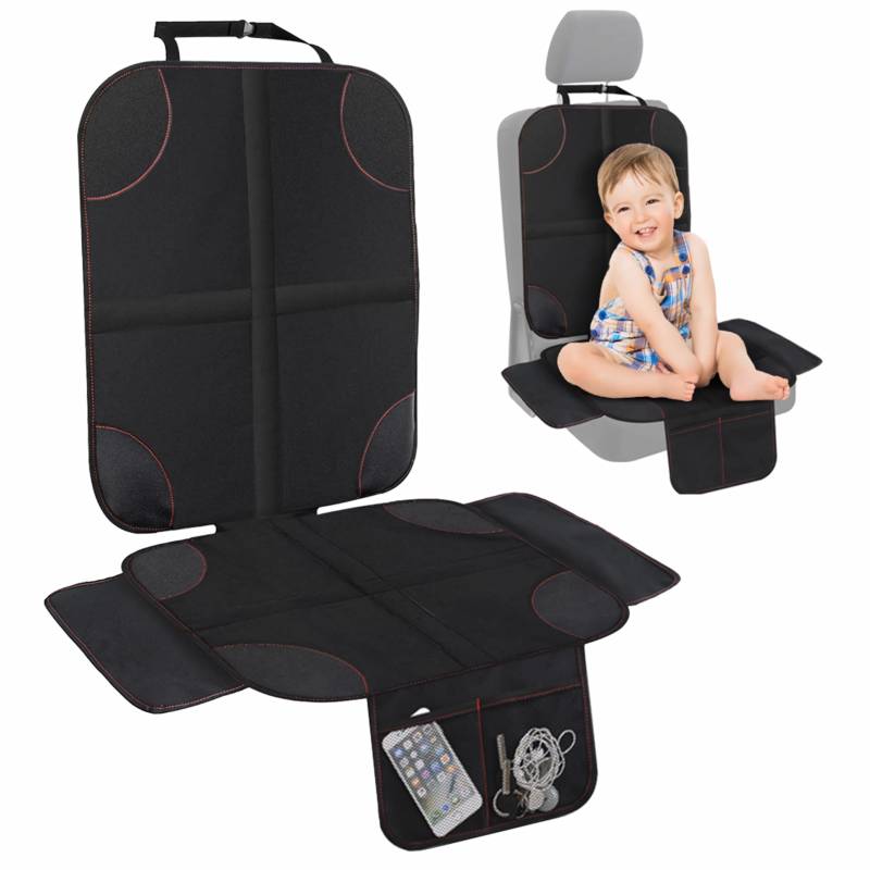 DAJASD Kindersitzunterlage Isofix, Universeller Sitzschoner Auto Kindersitz mit Netztaschen, Wasserabweisender Rutschfester Autositzschoner Kindersitz, Autositzauflage Sitzschoner für alle Kindersitze von DAJASD