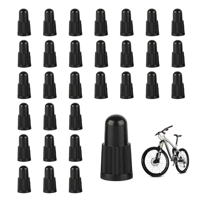 30 Stück Schwarz Kunststoff Fahrrad Presta Ventilkappe Set, Langlebig Wiederverwendbar Fahrrad Ventilkappe, Fahrrad Reifen Ventilkappen für Mountainbikes, Straßenfahrräder, Vakuumbereifte Fahrräder von DALAETUS