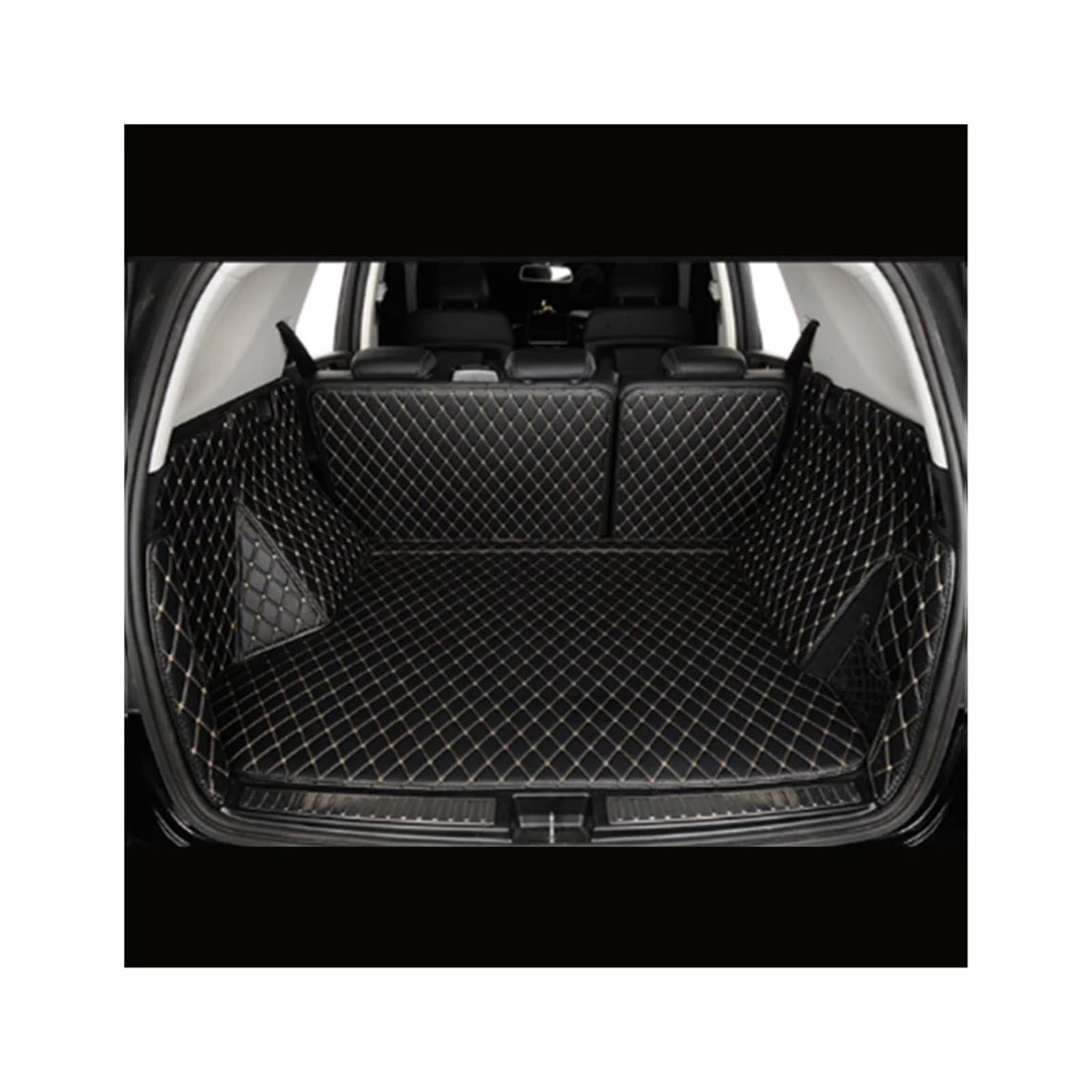 Für Sitz Für Ateca 2017 2018 2019 2020 2021 2022 2023 2024 Custom Leder Kofferraum Matte Hinten Trunk-Boot Liner Pad Autozubehör (Color : Beige line) von DAMGA