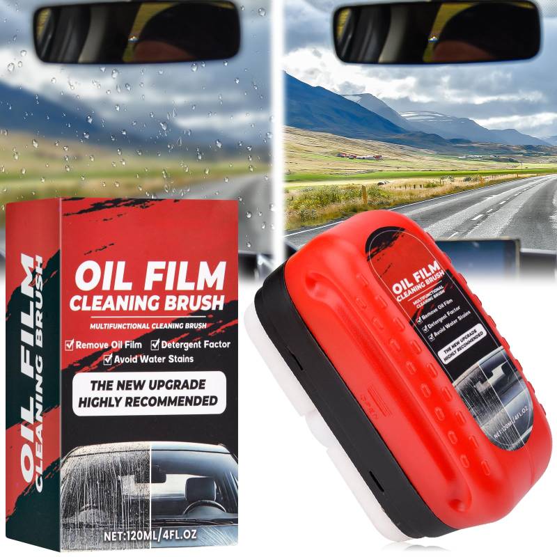 120 Ml Glass Cleaning Board, Autoglas-öLfilmreiniger Auto, Ölfilm-Entferner für Windschutzscheiben, Multifunktionale KFZ-Ölfilm-Reinigungsbürste für Windschutzscheiben, Autoscheiben und Spiegel (A) von DAMIGHT