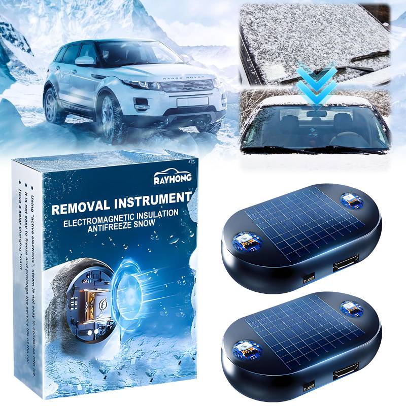 DAMIGHT 2 Stück Anti-Freeze Electromagnetic Car Snow Removal Device, Solar Elektromagnetische Schneeräumung, Windschutzscheiben Anti-Frost Auto Schnee Removal Device, Tragbarer Auto Defroster(B) von DAMIGHT