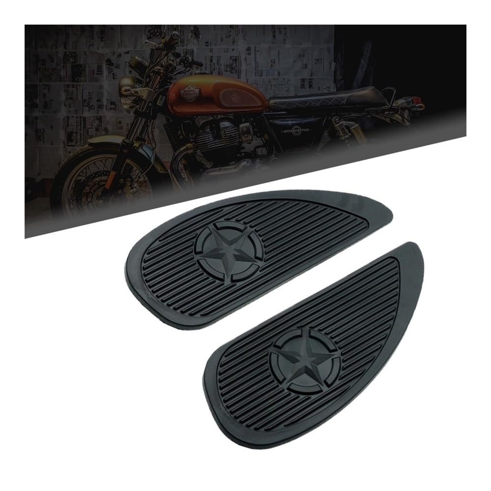 DANETI Motorrad Tank Pads Für Royal Enfield 650 Interceptor Seite Kraftstofftank Pad Aufkleber Gummi Aufkleber (Size : Black) von DANETI