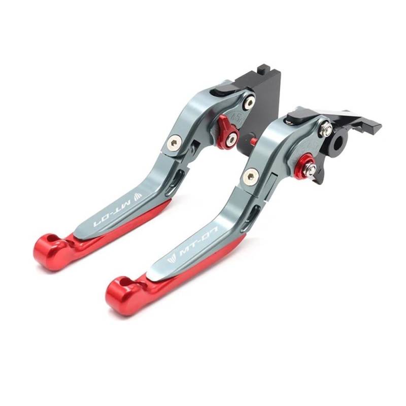 DANETI Motorrad bremshebel CNC Aluminium Motorrad Einstellbare Bremsen Kupplung Hebel Für Y&amaha Für FZ07 Für FZ 07 Für MT-07 Für MT07 2014-2018 2019 2020 2021 (Color : Titanium Red) von DANETI