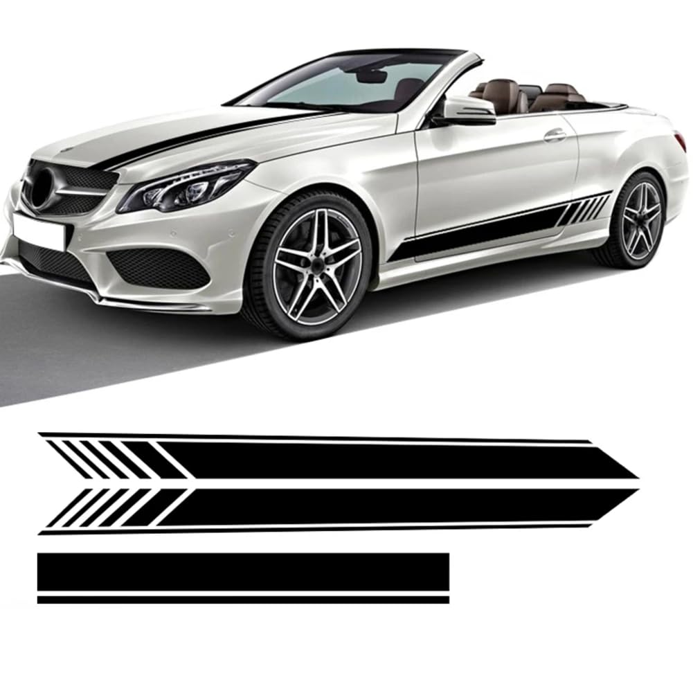 3-teiliger Auto-Motorhaubenaufkleber, Seitenstreifen, Rockaufkleber, für M=ercedes B=ENZ E-Klasse W212 E63 AMG S212 A207 C207 E250 E300 E350 Zubehör von DANGFYAN