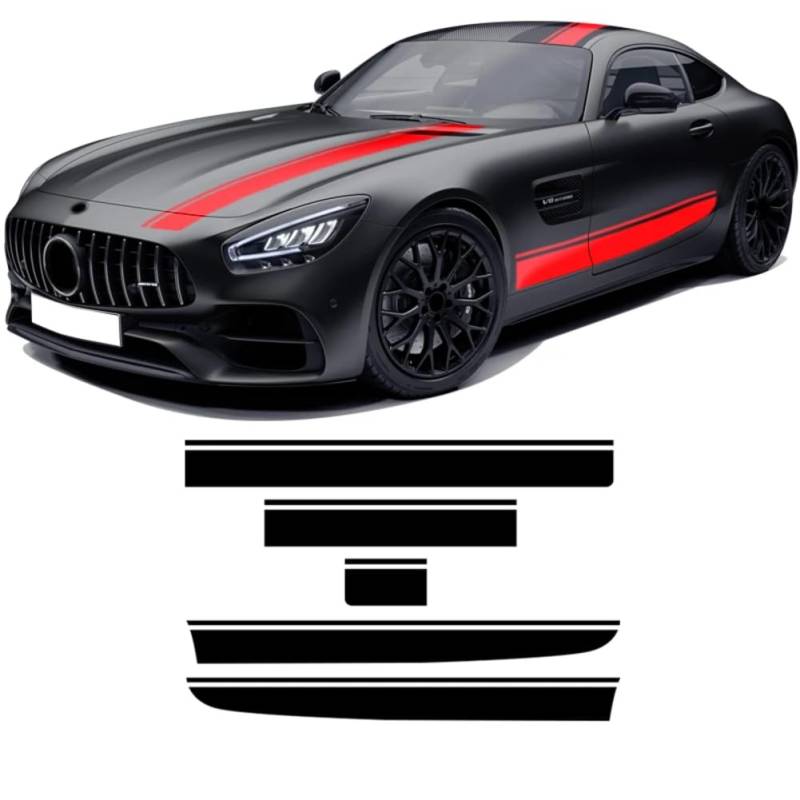 Autohaubenaufkleber, Dach, Heckkarosserie, Seitenstreifen, Rockaufkleber, für M=ercedes B=ENZ AMG GT C190 R190 GTS GTR GTC 2015-On 2021 Zubehör von DANGFYAN