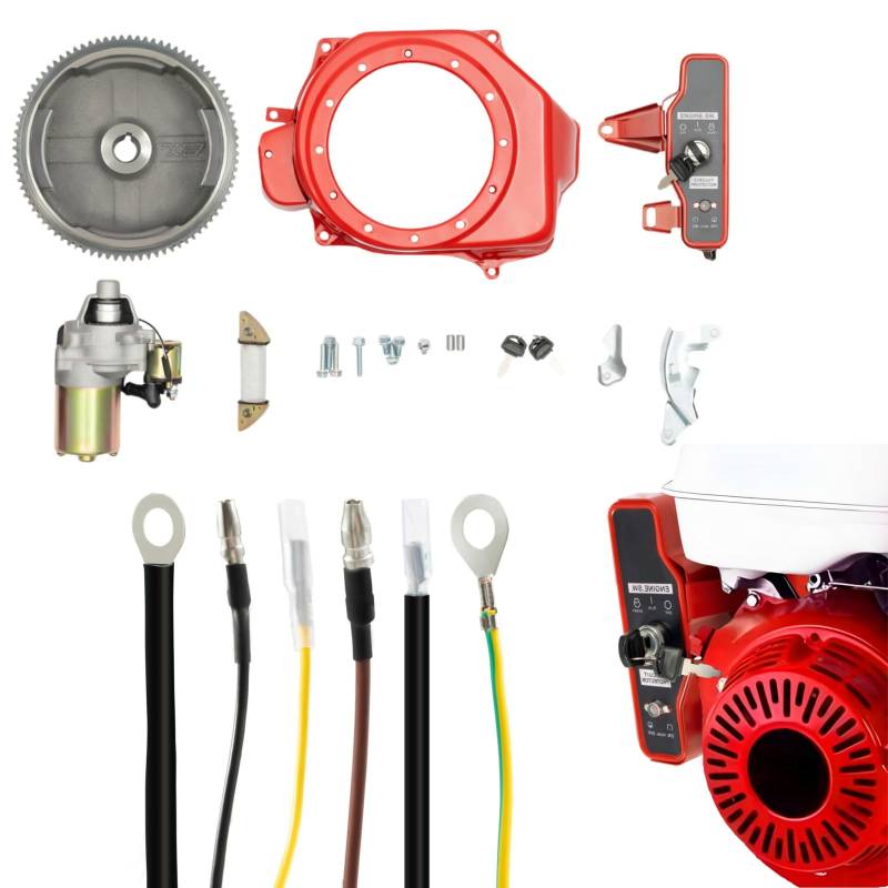 DAOHHFO Elektrostarter Start Kit 4-Takt Elektrostart Kit Starter Motor für Honda GX160 5.5PS/GX200 6.5PS Anlasser Schwungrad Switch Elektrischer Start Umbausatz Schwungrad Startermotor von DAOHHFO