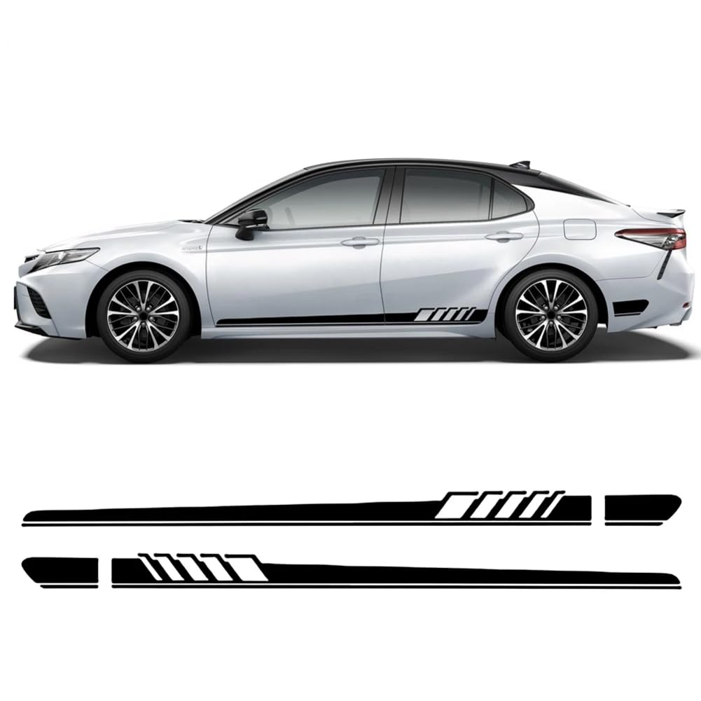 2 Stück Autotür-Seitenstreifen-Rockaufkleber Karosserie-Karbonfaser-Vinyl-Aufkleber, für Toyota, für Camry Avalon 2018 2019 2020 Zubehör von DAQIFCBO